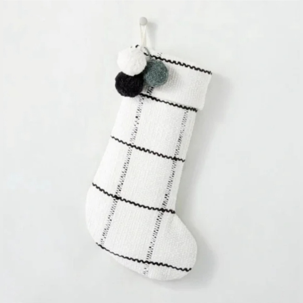 Hearth & Hand with Magnolia Grid Pattern Woven Christmas Stocking